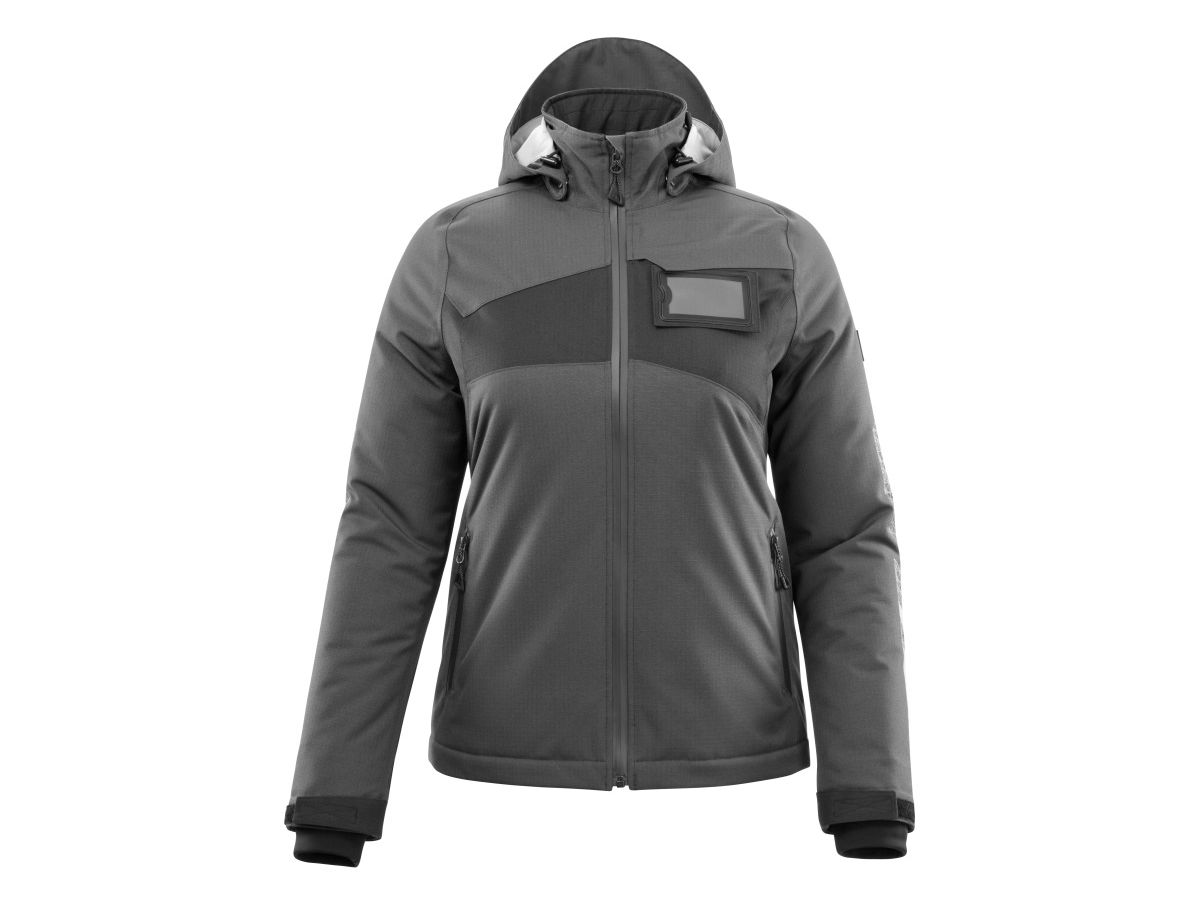 Winterjacke Damenpassform, Gr. M - dunkelanthrazit/schwarz, 100% PES