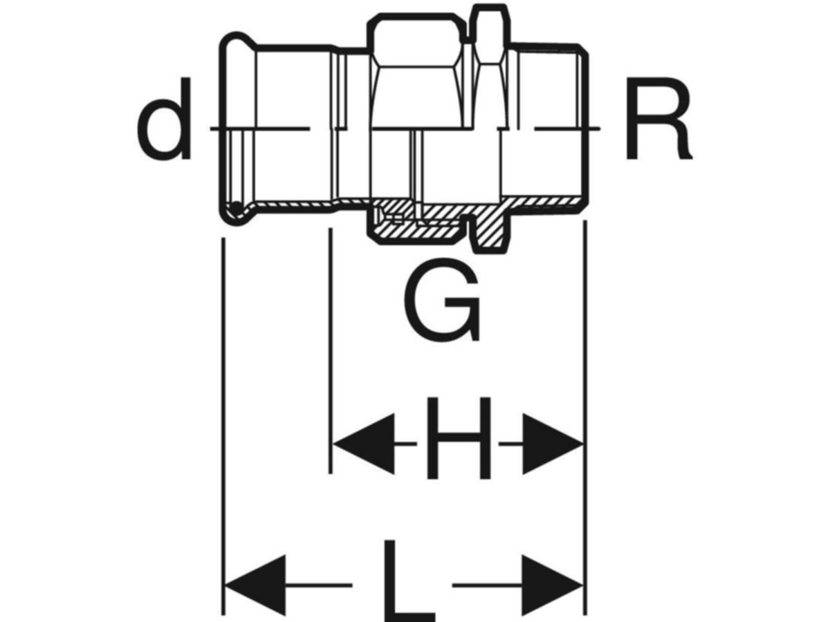 Mapress Therm Übergangsverschraubung AG - d=28mm, R=1"