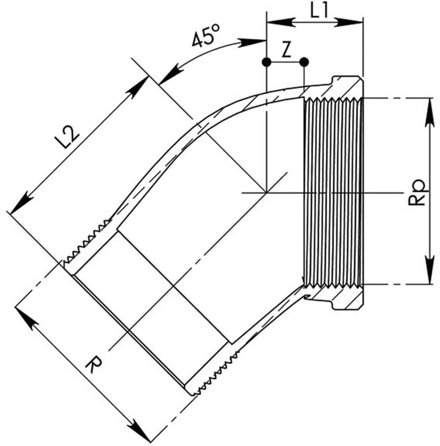 Winkel Rotguss 45° Nr.121