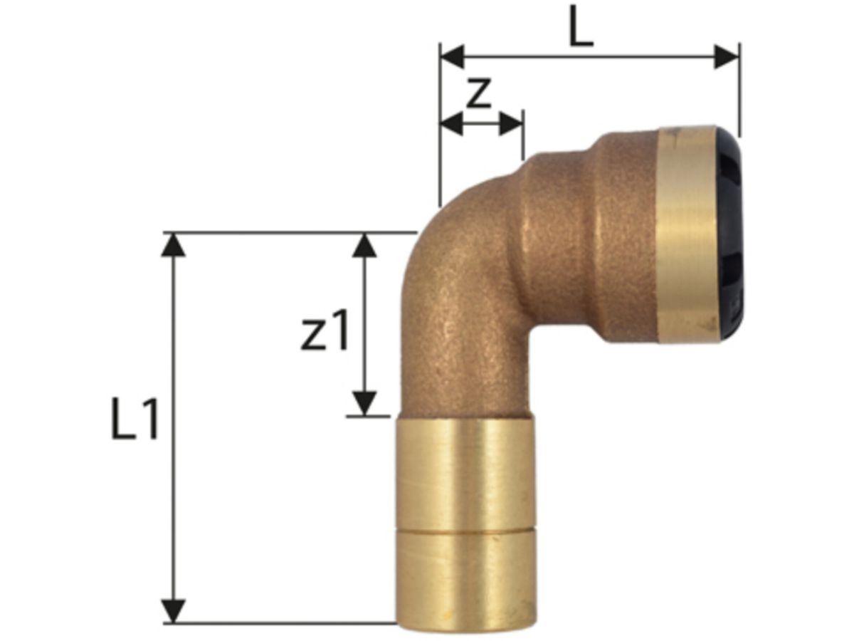sudoFIT-Bogen 90° egal - innen - aussen m. Einsteckende