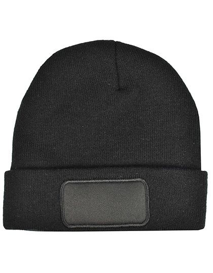 Strickmütze mit Patch, One Size - C1451, L-Merch, Beanies