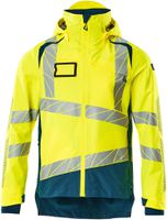 Hard Shell Jacke leichtes Futter Gr. 2XL - hi-vis gelb/dunkelpetroleum, 100% PES