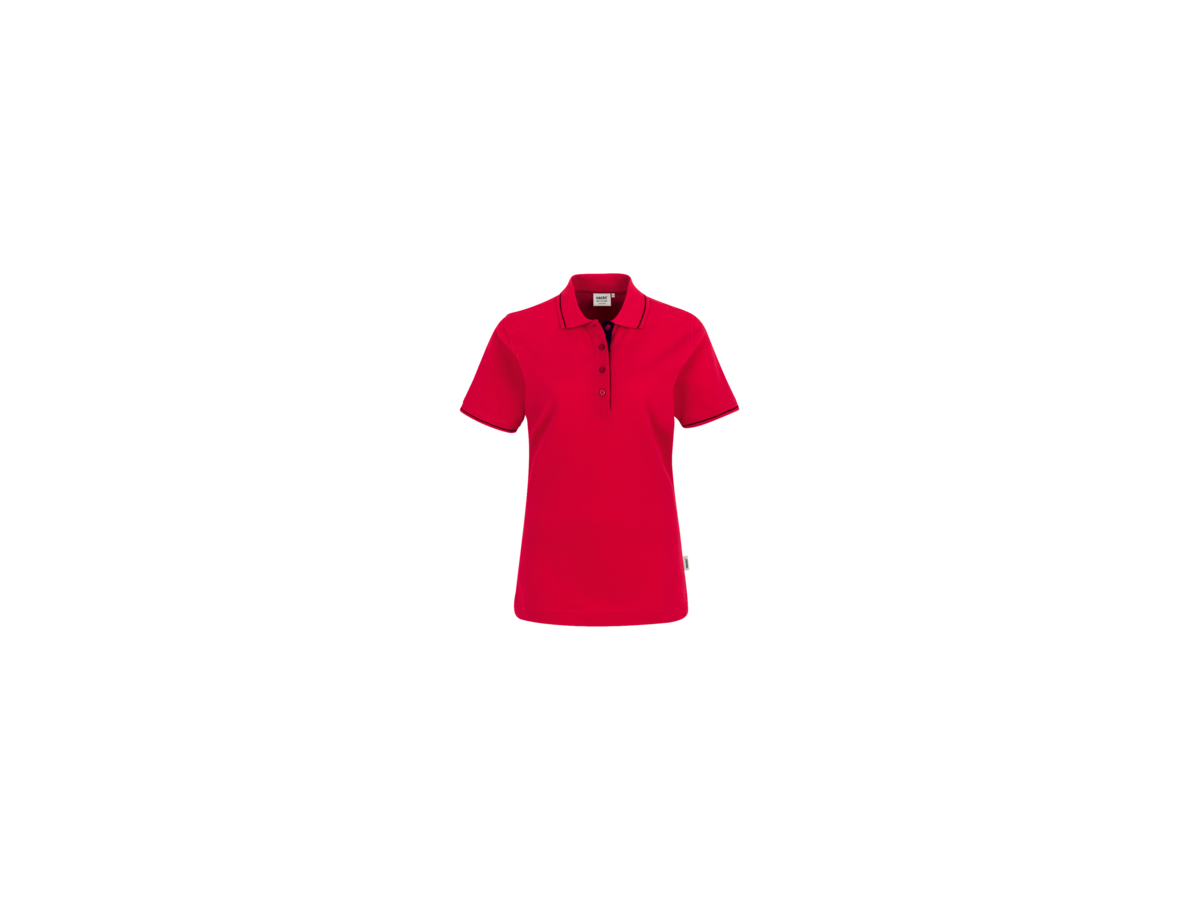 Damen-Poloshirt Casual L rot/schwarz - 100% Baumwolle