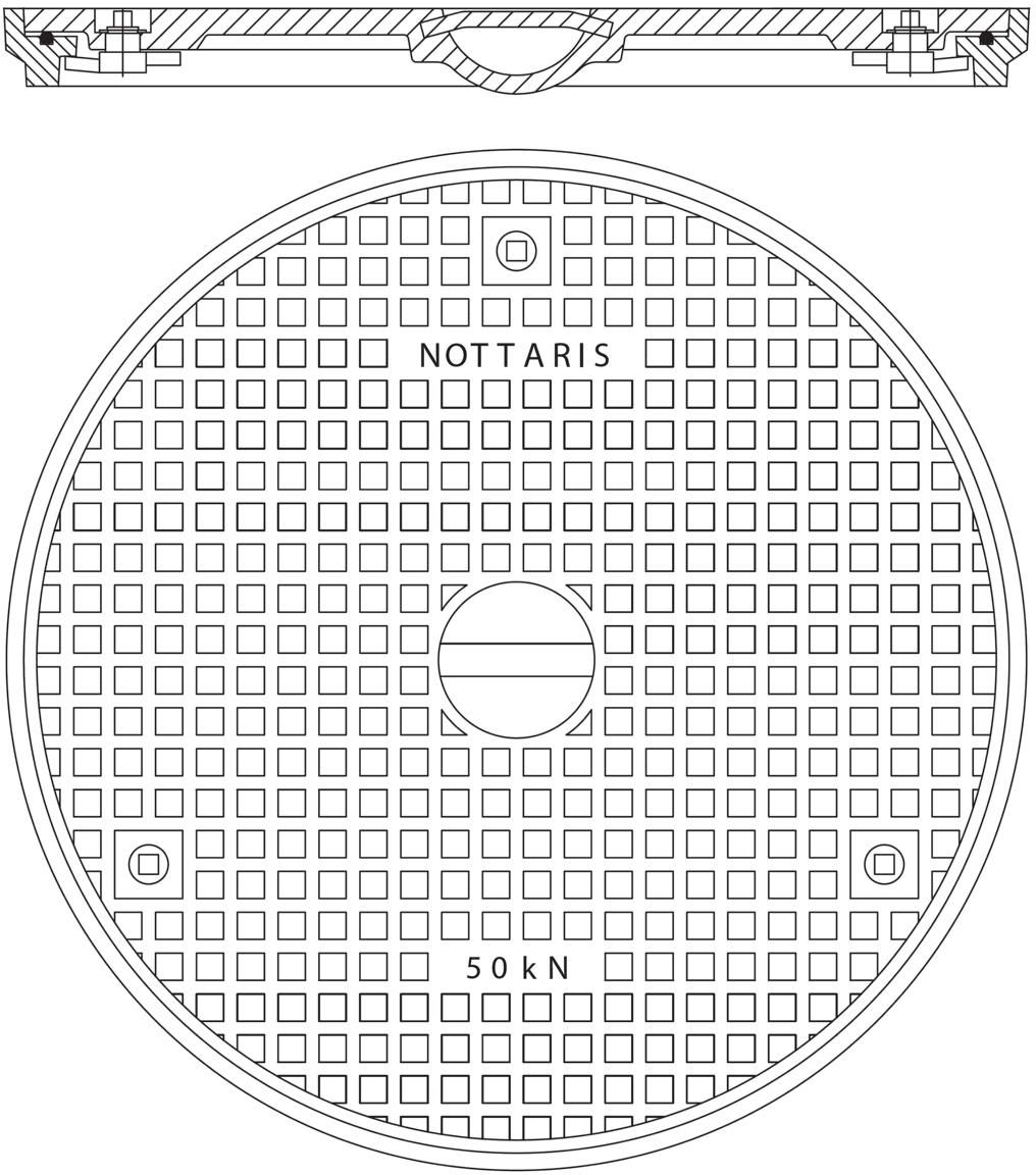 Schachtabdeckung Fig. 27R, 50kN - Handgriff/Uni-Griff, Riegelverschluss
