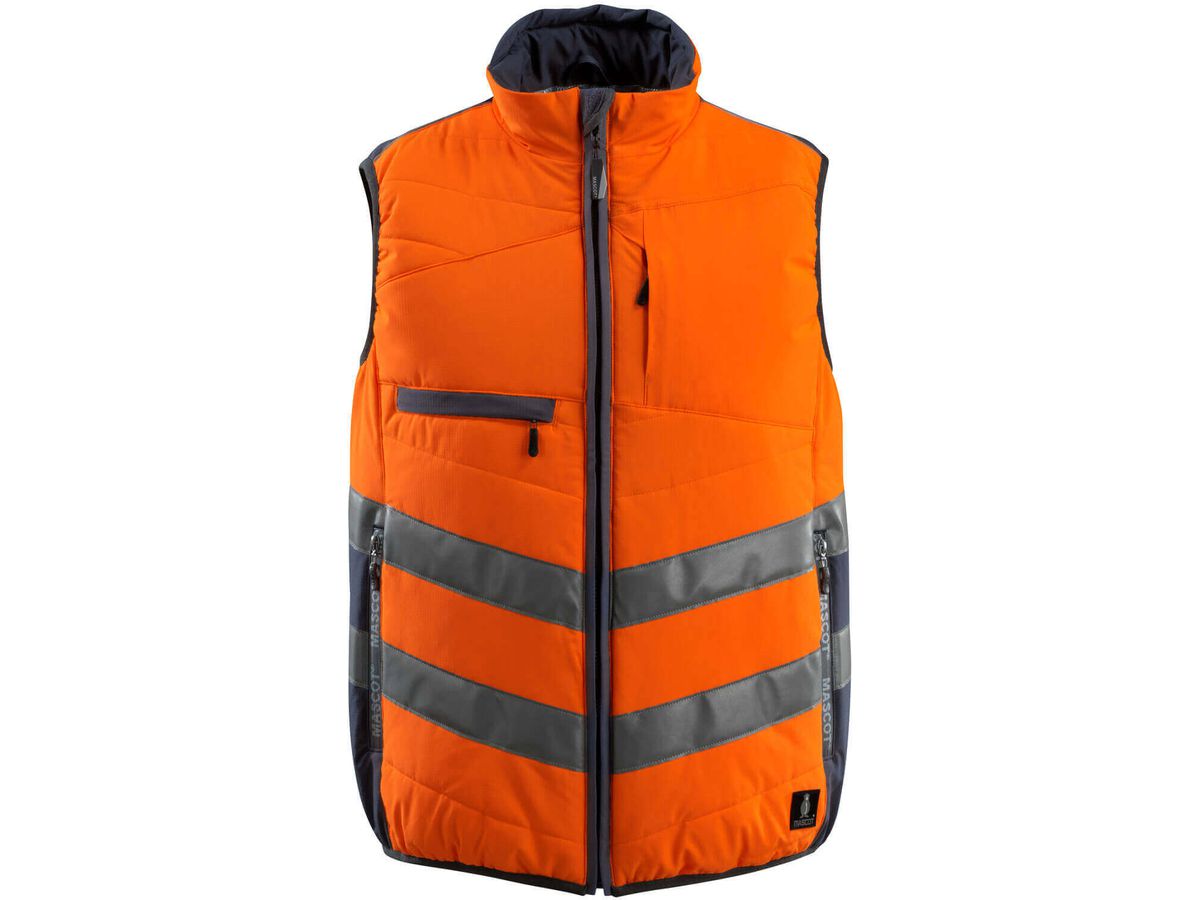 Winterweste GRIMSBY, Gr. 4XL - hi-vis orange/schwarzblau, 100% PES