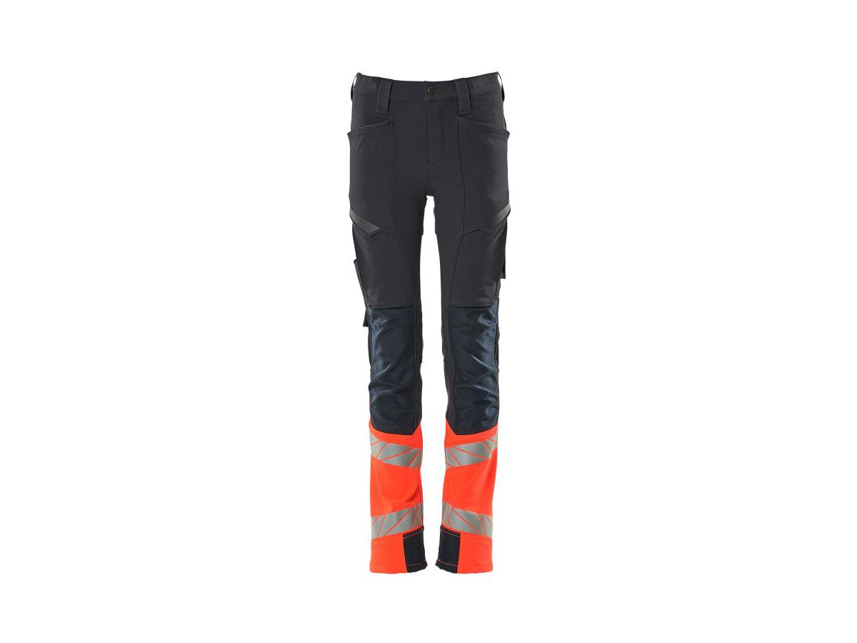 Hose für Kinder, ULTIMATE STRETCH Gr.104 - schwarzblau/Hi-vis Rot 92% PES/ 8% EL