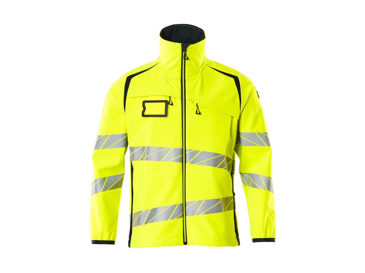 Soft Shell Jacke, Gr. 5XL - hi-vis gelb/schwarzblau, 100% PES