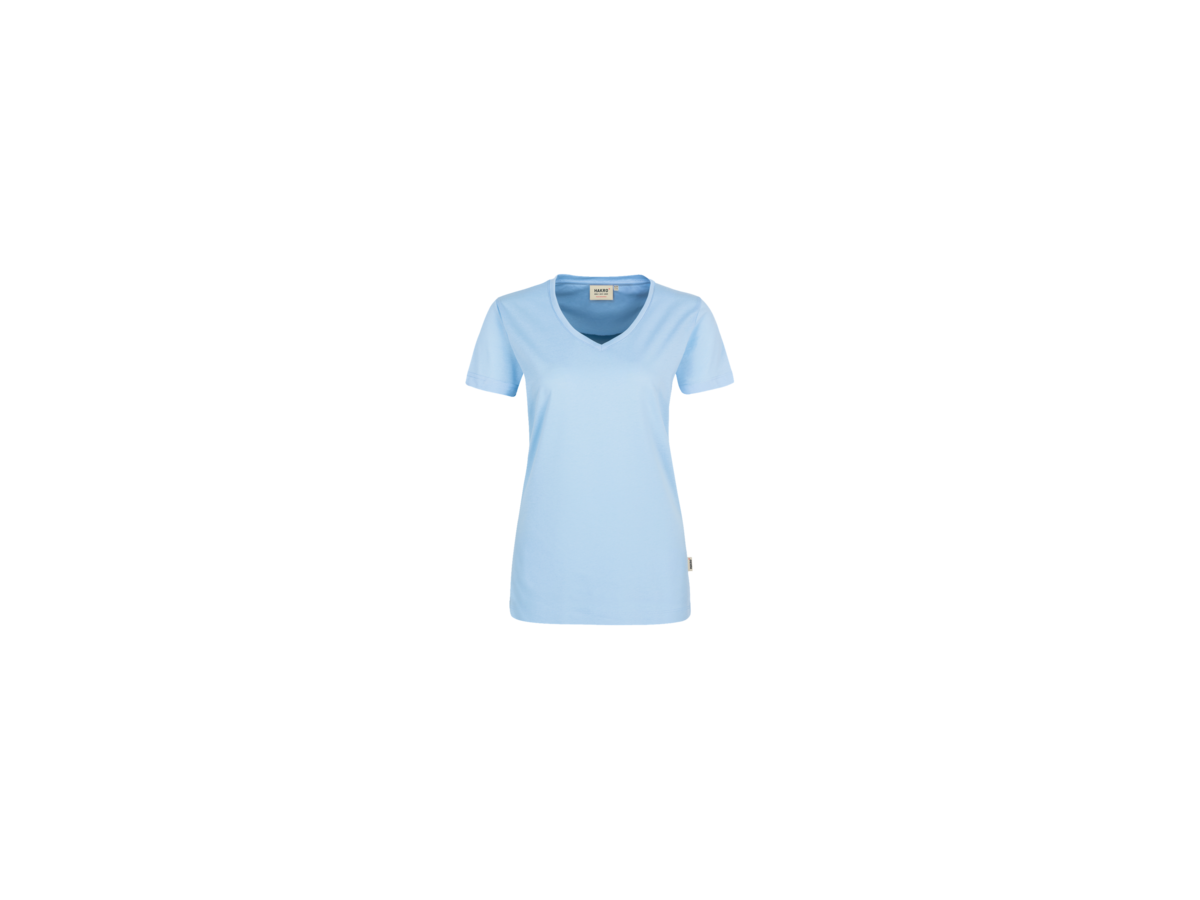 Damen-V-Shirt Perf. Gr. XL, eisblau - 50% Baumwolle, 50% Polyester, 160 g/m²