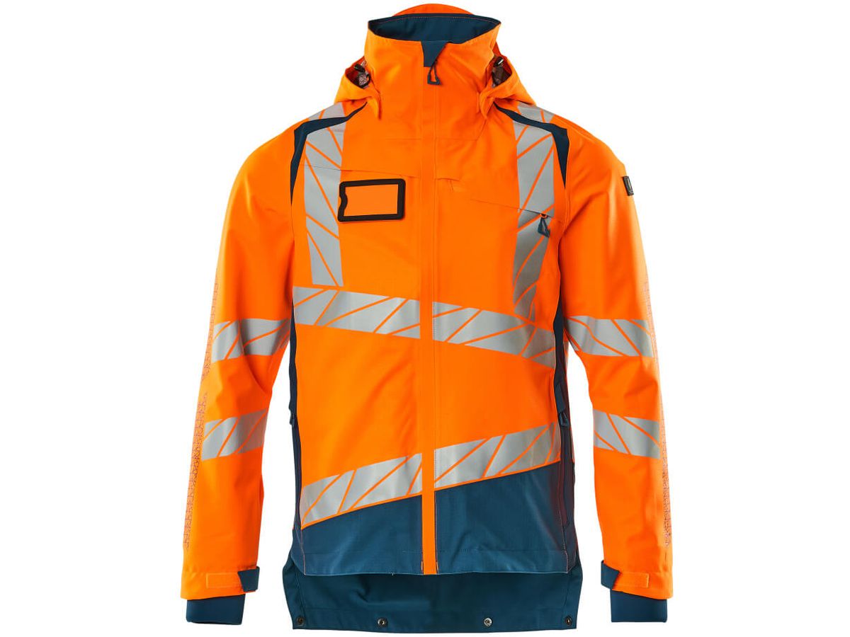 Hard Shell Jacke leichtes Futter Gr. S - hi-vis orange/dunkelpetroleum, 100% PES