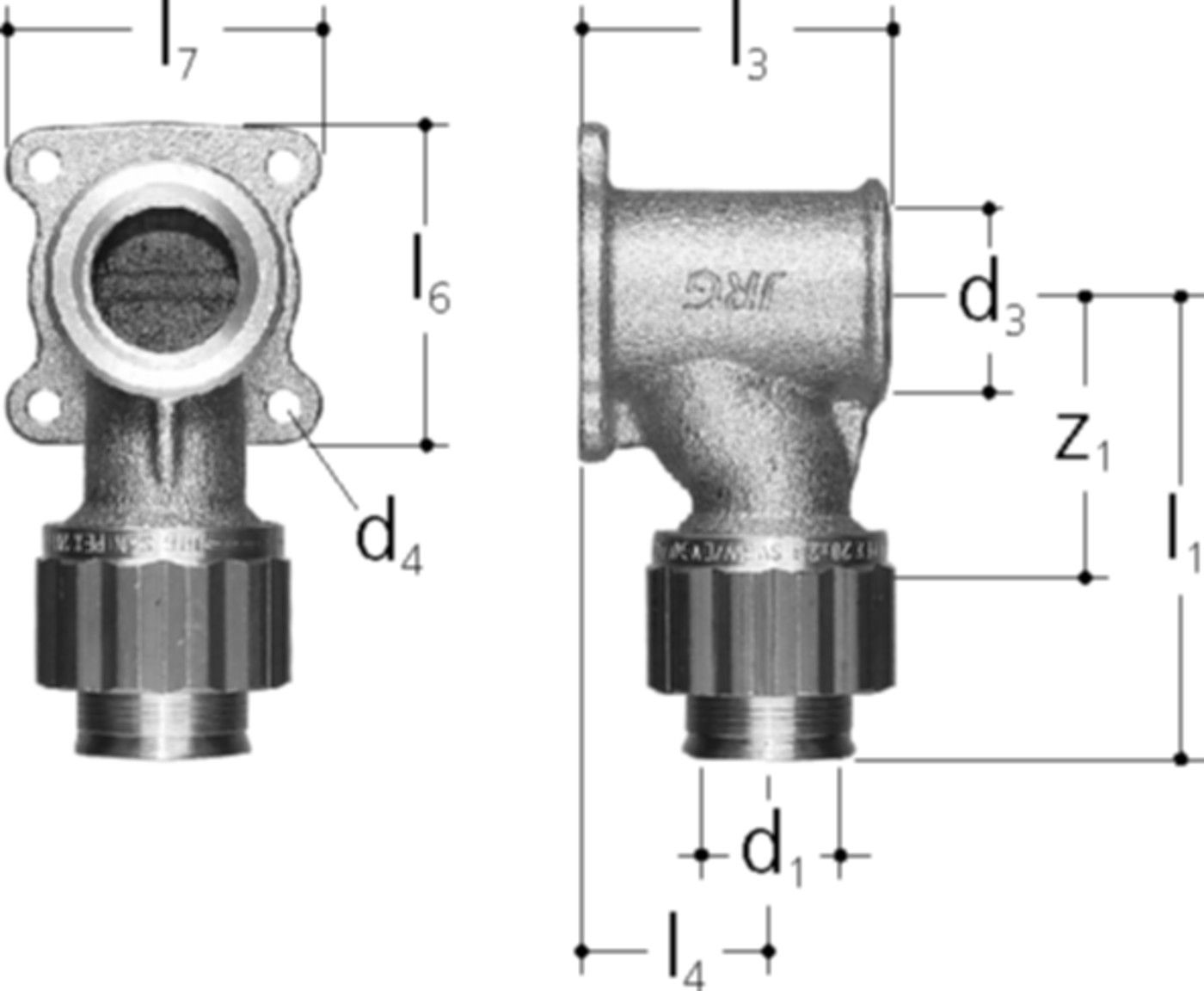 Sanipex Winkel mit Flansch