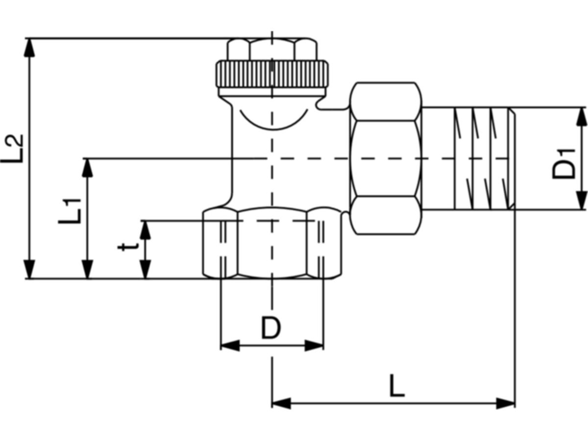 Verschraubung "Combi 3" Eckform IG - Messing vernickelt