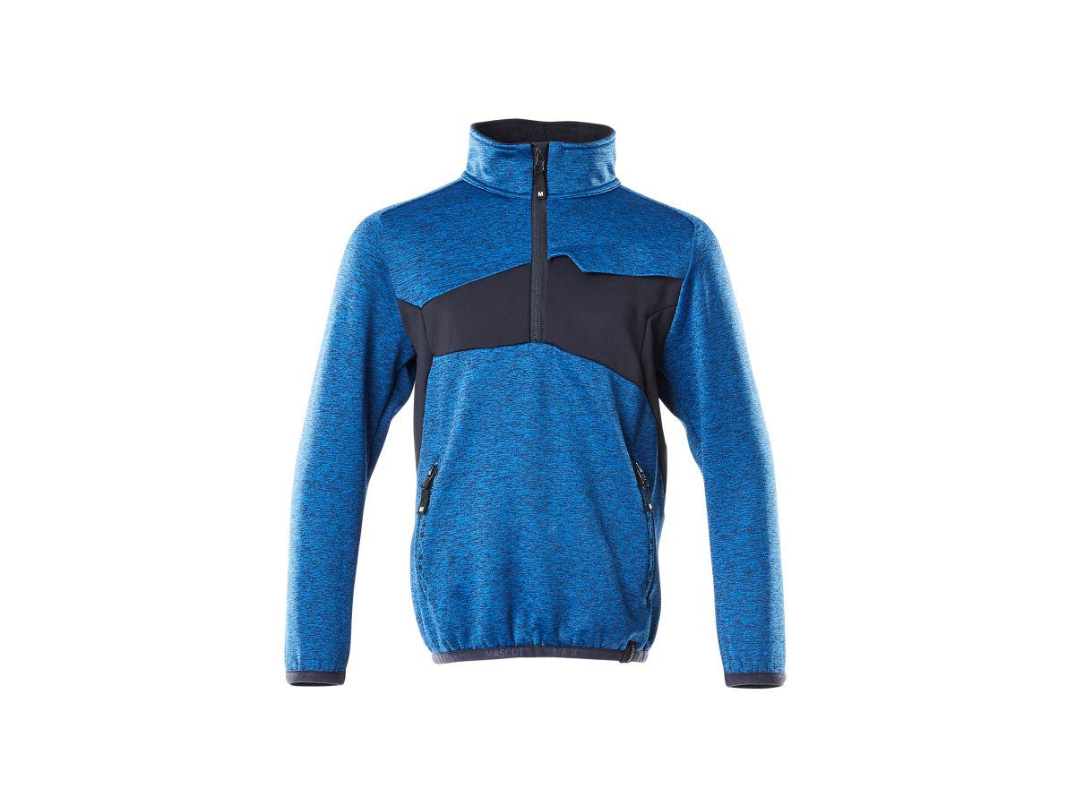 Fleecepullover für Kinder Gr. 152 - azurblau/schwarzblau, kurzer Zipper