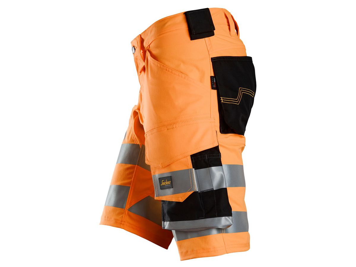 Snickers HighVis Stretch Shorts, Gr. 64 - signalorange-schwarz, Slim Fit, CL1