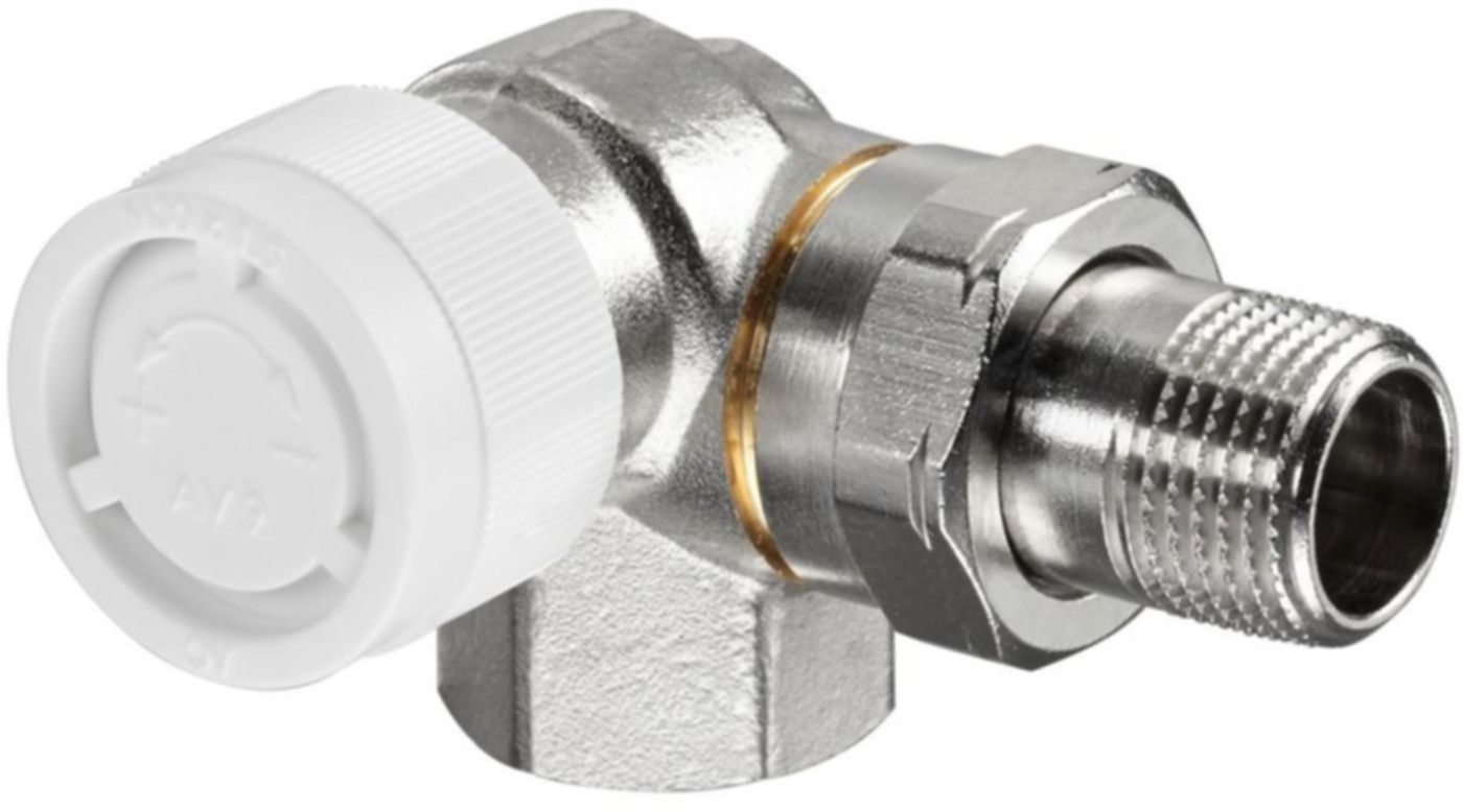 Ventil für Thermostat Typ AV9, Winkeleck - Ventilmontage rechts / links