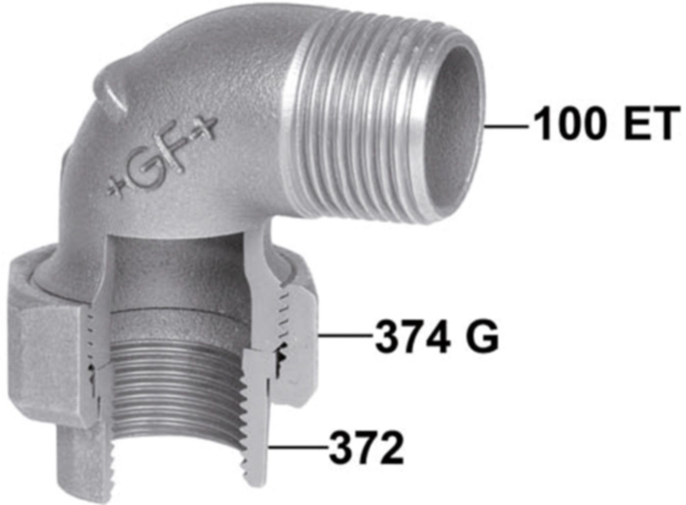 Winkelverschraubung +GF+ 100 verzinkt - flach dichtend