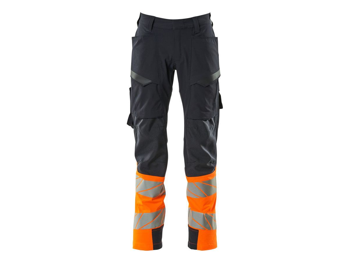 Hose mit Schenkeltaschen, Gr. 82C56 - schwarzblau/hi-vis orange