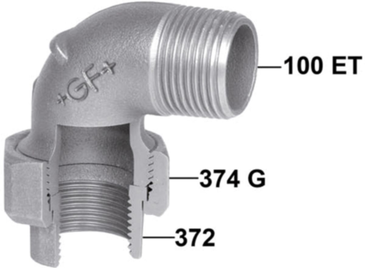 Winkelverschraubung +GF+ 100 verzinkt - flach dichtend