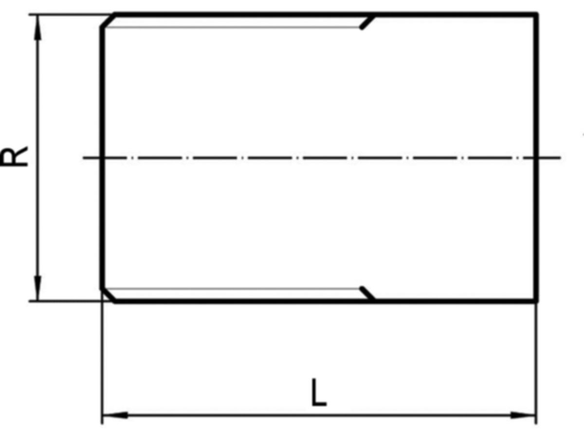 Anschweissnippel schwarz 2" x 60 mm