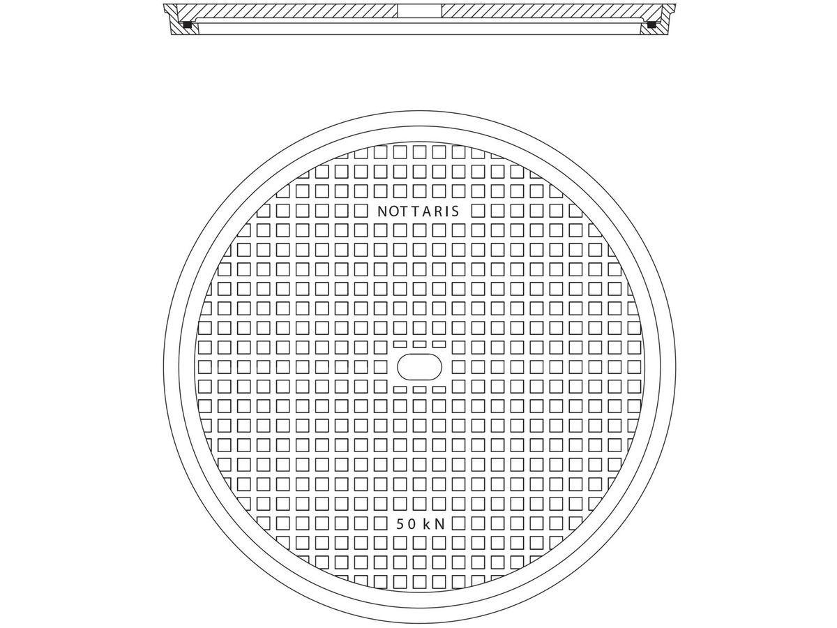 Schachtabdeckung Fig. 21P-50, 5 To - mit Pickelloch + dämpfender Einlage