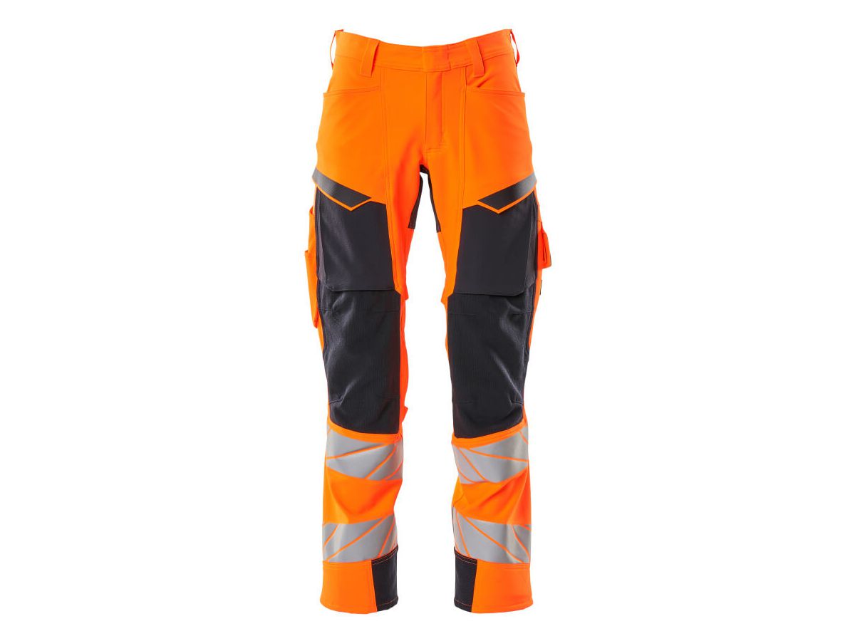 Hose mit Knietaschen, Gr. 76C51 - hi-vis orange/schwarzblau