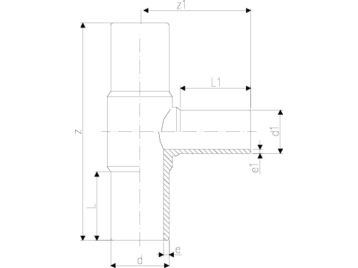 HDPE-Druck-Tee PE 100 S-5 50/32 mm - Verl. Schenkel, Reduziert