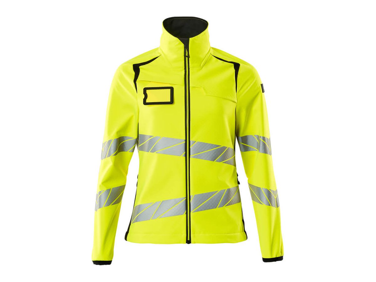 Soft Shell Jacke, Damenpassform, Gr. S - hi-vis gelb/schwarz, 100% PES