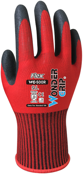 Wonder Grip Flex Handschuh - sehr dünn, rot