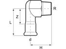 Übergangswinkel 90° mit AG Inox - 22-3/4"