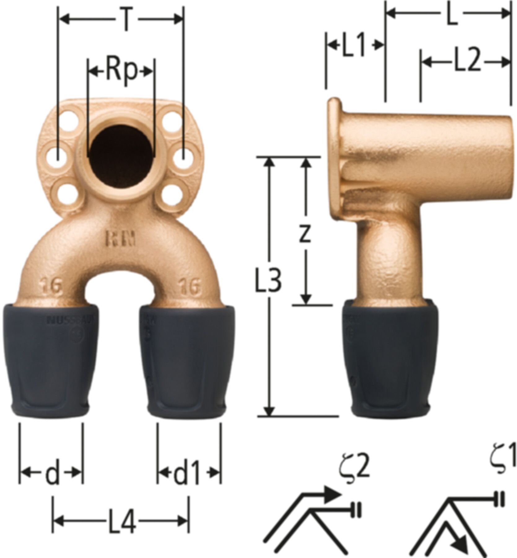 Optiflex prOfix Doppel-Anschlusswinkel - mit Wandflansch "NEW"