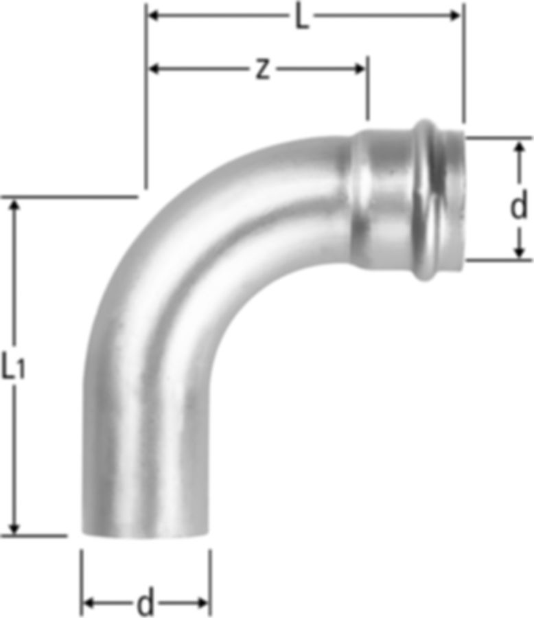 Optipress-Therm Bogen 90° - mit Einsteckende