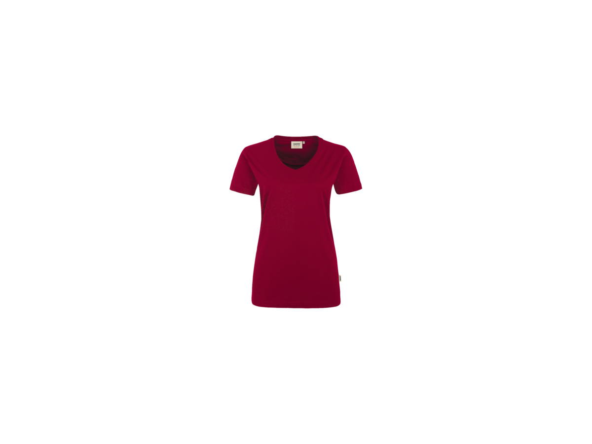 Damen-V-Shirt Performance Gr. S, weinrot - 50% Baumwolle, 50% Polyester, 160 g/m²