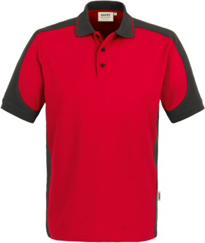 Poloshirt Contrast Perf. M rot/anthrazit - 50% Baumwolle, 50% Polyester