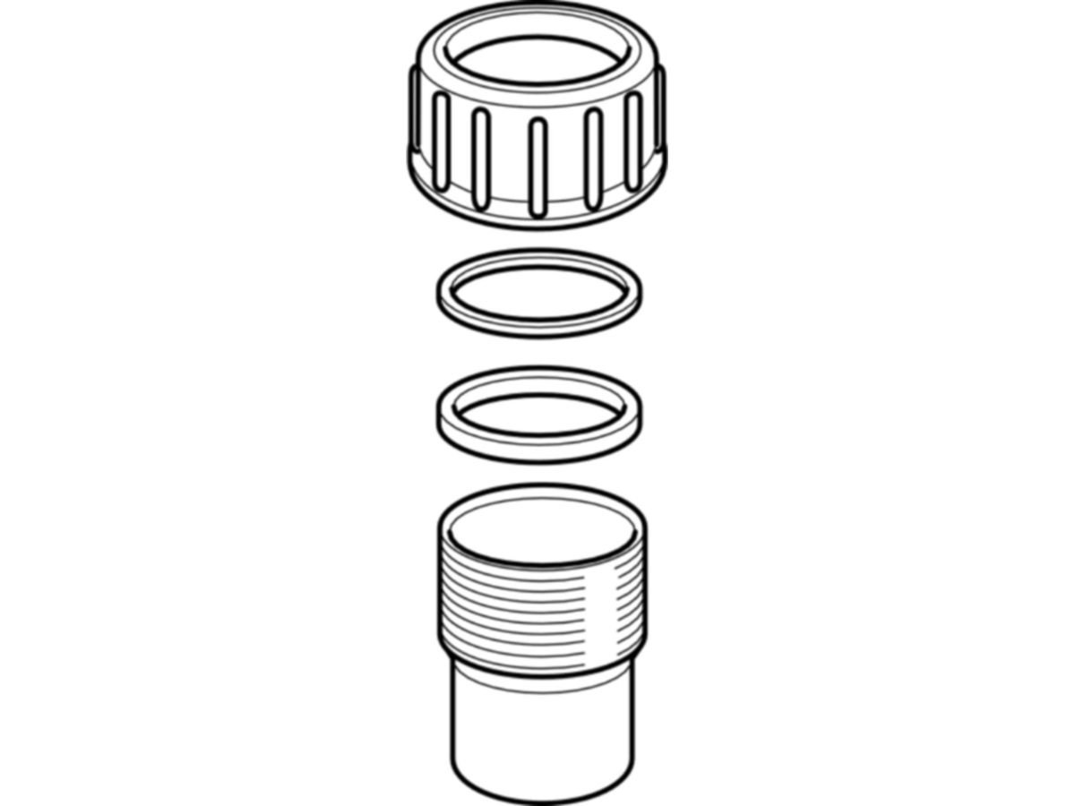 Geberit PE Stutzen mit Verschraubung - zum Kleben