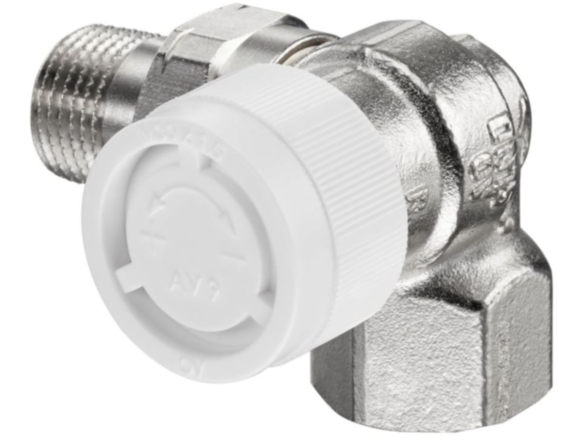 Ventil für Thermostat Typ AV9, Winkeleck - Ventilmontage rechts / links