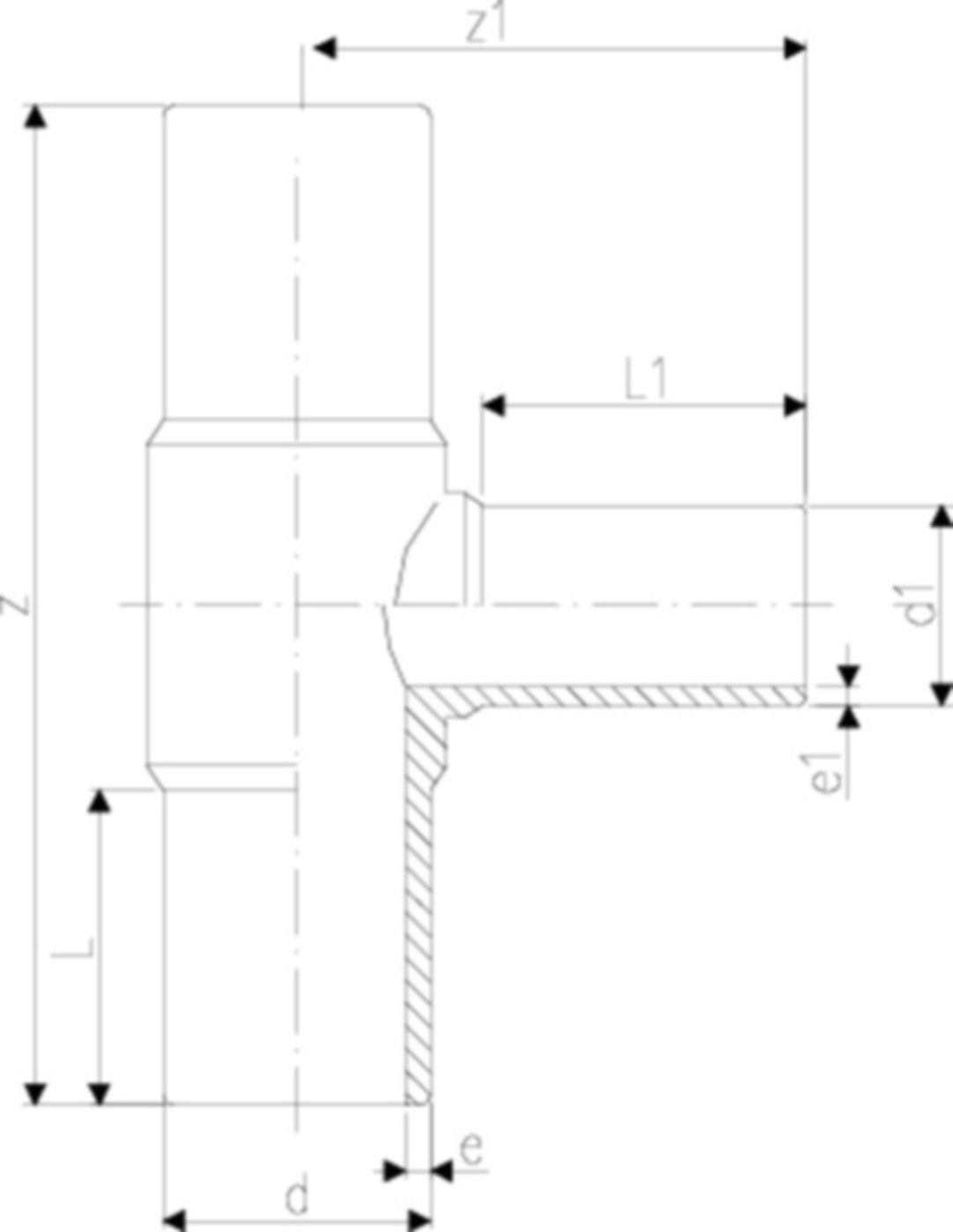 HDPE-Druck-Tee PE 100 verl. Schenkel