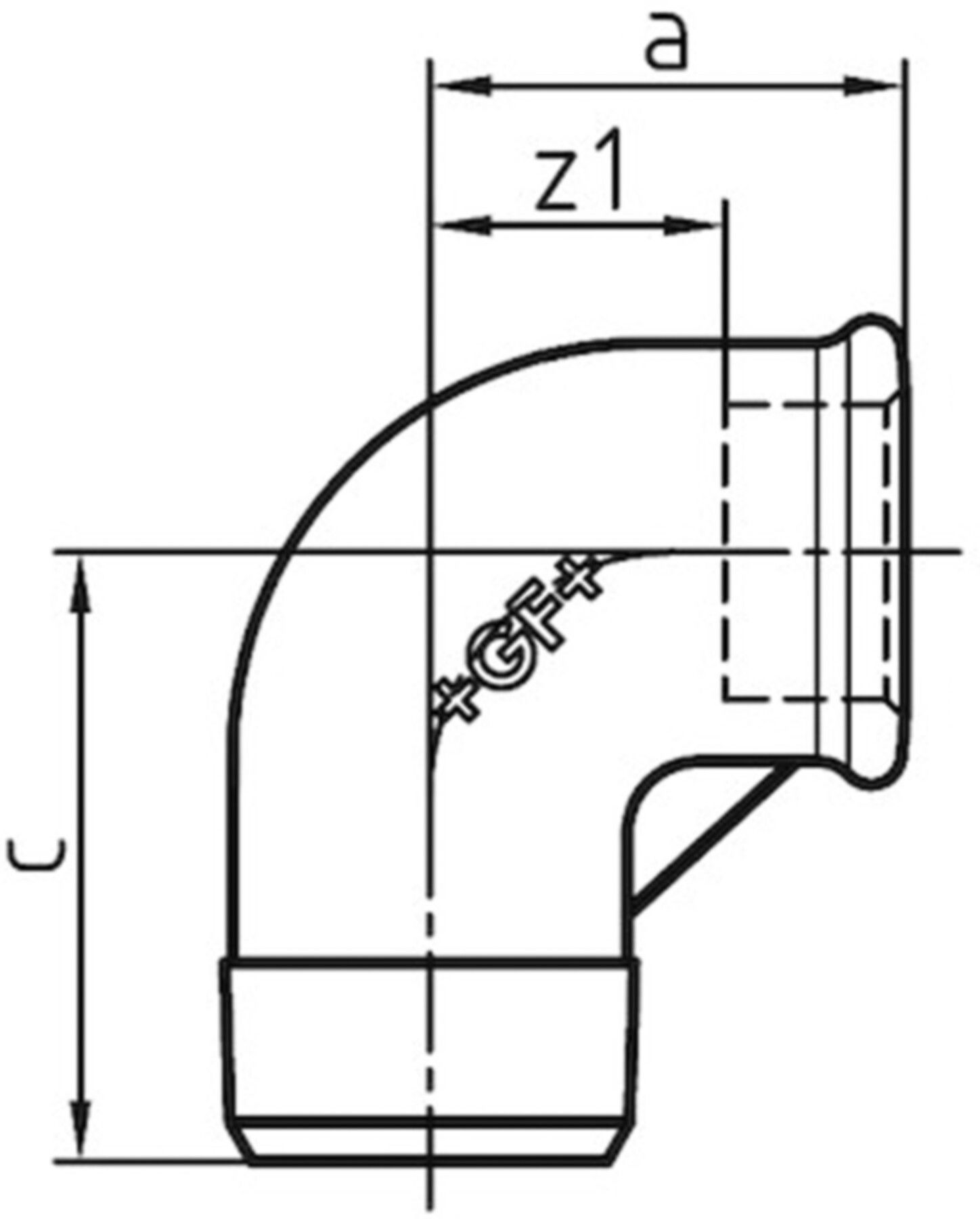 Winkel +GF+ 92 verzinkt - Innengewinde reduziert