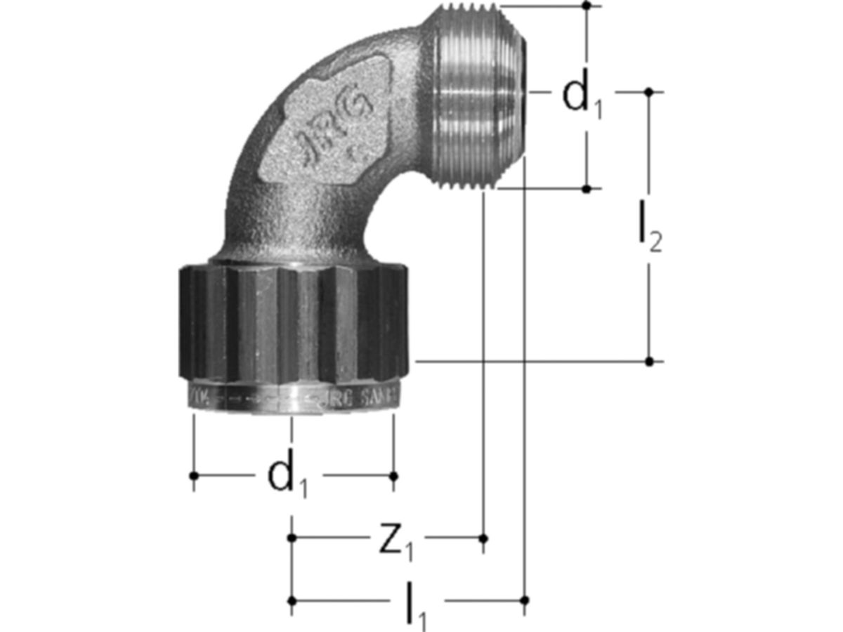 Sanipex Bogen 90° - mit loser Mutter und O-Ring-Dichtung