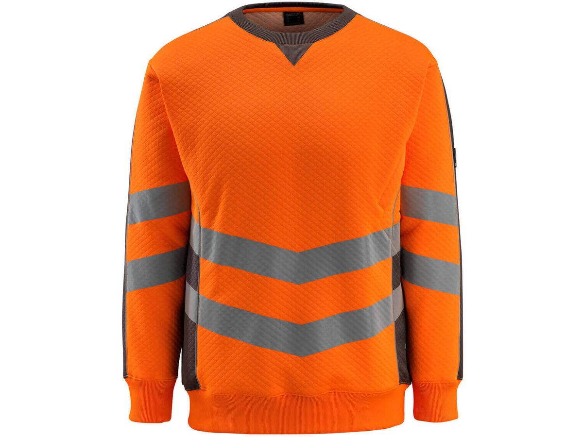 Wigton Sweatshirt Fluoreszierend Gr. S - hi-vis orange/dunkelanthr. 50%PES/50%CO