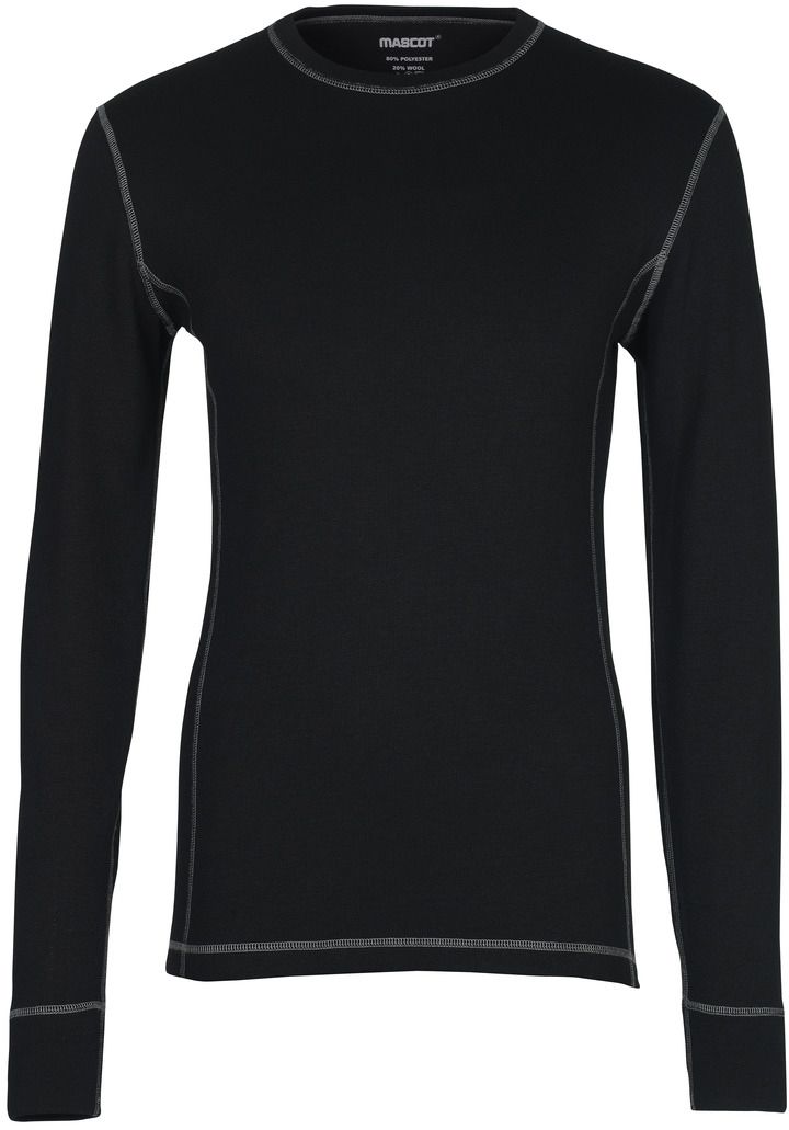 MASCOT LOGRONO UNTERHEMD schwarz - 80% Coolmax Polyest./ 20% Wolle 190 g/m²
