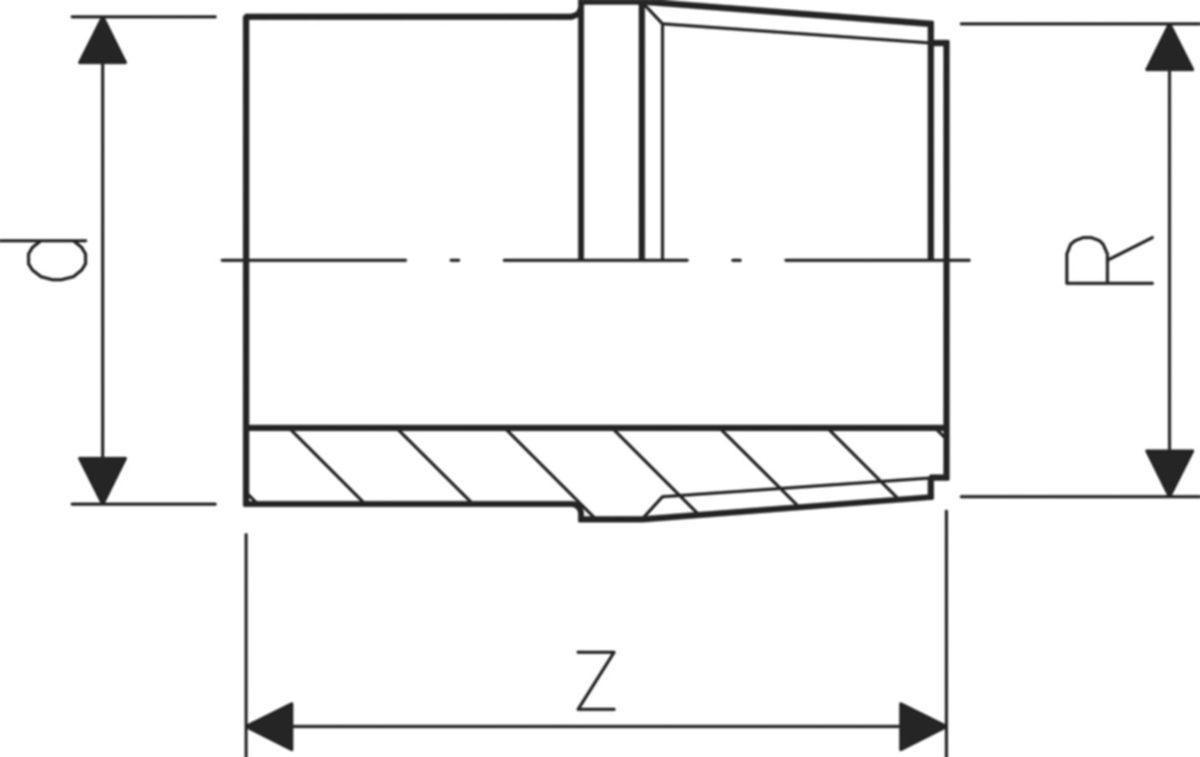 Übergangs-Nippel PVC-U metrisch - mit Klebestutzen