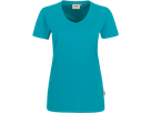 Damen-V-Shirt Performance Gr. S, smaragd - 50% Baumwolle, 50% Polyester, 160 g/m²