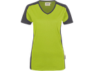 Damen-V-Shirt Contr. Perf. S kiwi/anth. - 50% Baumwolle, 50% Polyester, 160 g/m²