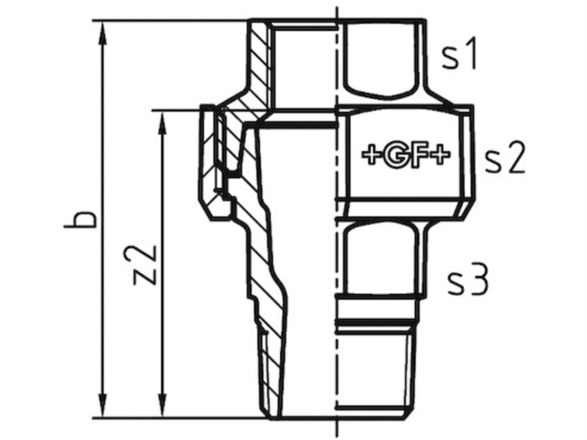 Verschraubung +GF+ 341 verzinkt - kegelig dichtend, ISO U12