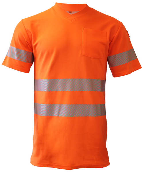 Bormio Säntis T-Shirt, Kurzarm UPF 40 - leuchtorange, mit Reflexstreifen