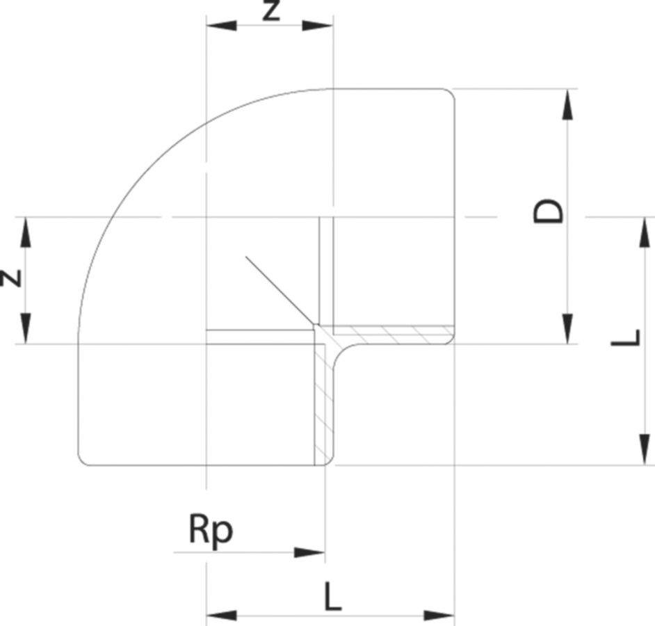 Winkel 45° PVC-U metrisch - mit Zylindrischem Rohr IG