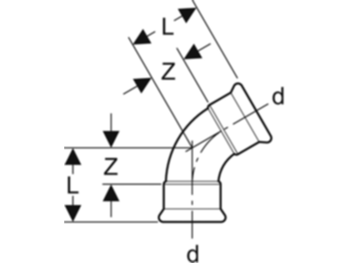 Mapress-Bogen  60°  22 mm - Edelstahl 1.4401