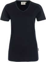 Damen-V-Shirt Co. Perf. M schwarz/anth. - 50% Baumwolle, 50% Polyester, 160 g/m²
