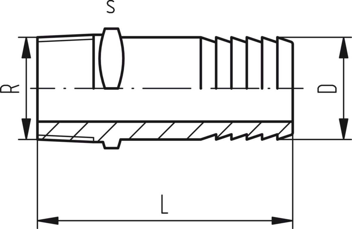 Druckschlauchtülle PVC-U R - mit konischem Rohr AG R