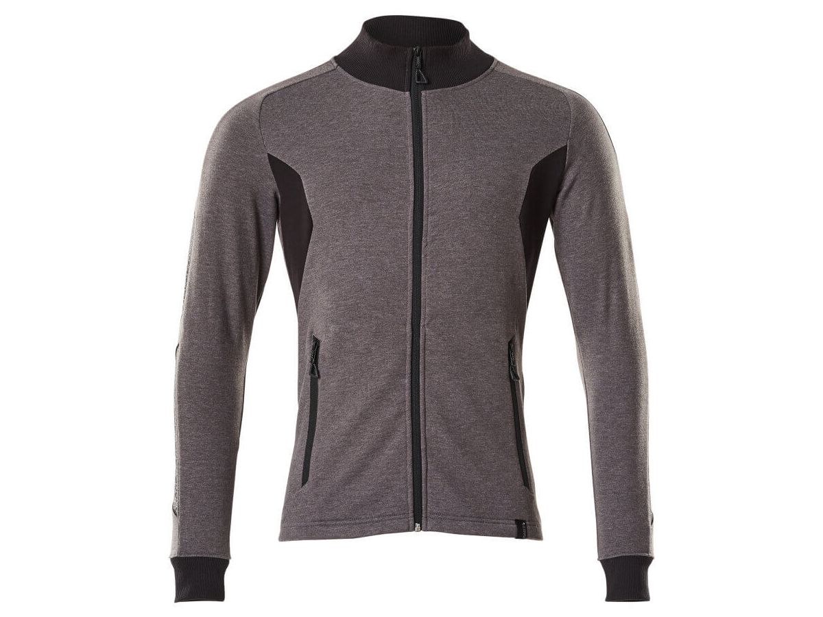 Sweatshirt mit Reissverschl., Gr. L  ONE - dunkelanthrazit/schwarz, 60% CO/40% PES