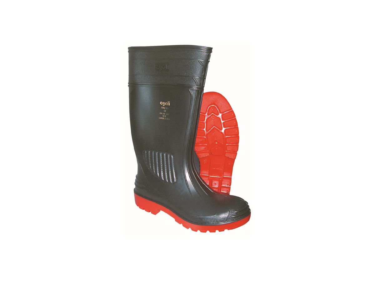 Baustiefel aus Nitril/PVC schwarz Gr. 44 - EN ISO 20345:2004 S5, mit Stahlkappe